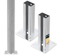 KOTARBAU® Set di 2 supporti per pali da 60x40 mm con piastra di fissaggio con piede per recinzione zincato a fuoco, manicotto da avvitare, scarpa per palo, per pali, supporti per pali, recinzione a