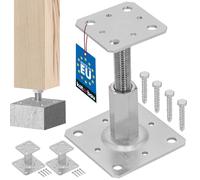 KOTARBAU® Set di 2 supporti per pali da 80 x 80 mm, regolabili in altezza, 90 - 150 mm, zincati galvanici, da avvitare, piedini di sostegno, piedi di cemento, regolabili