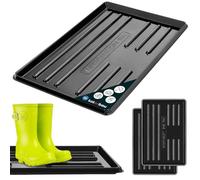 Kotarbau® Set di 2 vaschette per scarpe, 60 x 40 cm, ripiani per scarpe bagnate, poggiascarpe da ingresso tappetino scarpe bagnate tappeto scarpe bagnate Nero