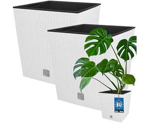 KOTARBAU® Set di 2 vasi da fiori 64 L Altezza: 40 cm Bianco Vaso per piante in plastica con vaso interno Vaso da fiori adatto per interni ed esterni come rattan