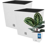 KOTARBAU® Set di 2 vasi da fiori, altezza: 27 cm, 15,8 l, colore bianco, in plastica, con vaso interno, set di vasi per piante, per interni ed esterni