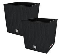 KOTARBAU® Set di 2 vasi da fiori da 15,8 l, altezza: 27 cm, colore antracite, in plastica, con vaso interno, set di vasi per piante, per interni ed esterni