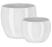 KOTARBAU® Set di 2 vasi da fiori in ceramica, diametro 10 cm, diametro 13 cm, colore bianco