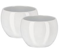 KOTARBAU® Set di 2 vasi da fiori in ceramica, diametro 10 cm, per fiori, piante, colore bianco