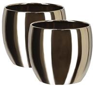 KOTARBAU® Set di 2 vasi da fiori in ceramica, diametro 13 cm, per fiori, piante, oro