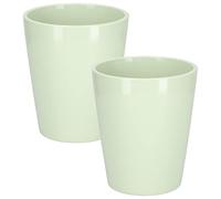 KOTARBAU® Set di 2 vasi da fiori in ceramica, per orchidee, altezza: 150 mm, diametro: 120 mm, menta