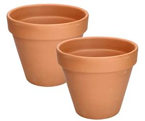 Kotarbau® Set di 2 vasi in terracotta con bordo 19 cm, per interni ed esterni, vaso per piante, per balcone o giardino, ceramica non smaltata