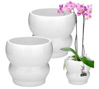 KOTARBAU® Set di 2 vasi per fiori in ceramica smaltata, colore bianco, diametro 11,5 cm, altezza 13 cm, vaso per piante da interno, vaso da fiori bianco