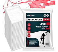 KOTARBAU® Set di 24 Telo Copritutto Per Imbianchino - Polietilene - 4 x 5 m - Trasparente - Telo Plastica Trasparente Spesso - Teli Plastica Per Imbiancare - Teli Pittura