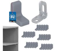 Kotarbau® - Set di 25 supporti per scaffali in metallo con finiture in plastica per mobili, colore grigio chiaro