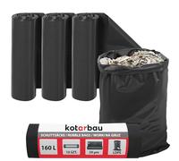 KOTARBAU® Set di 3 sacchi per la spazzatura pesanti, 160 l, 29 µm, LDPE, sacchi per rifiuti da costruzione, extra forti, 160 litri, sacchi per rifiuti pesanti