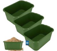 KOTARBAU® Set di 3 secchi per malta rettangolari, 45 l, in plastica verde, per malta, per costruzione, secchio per malta, secchio da costruzione, secchio per malta e piante