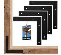 KOTARBAU® Set di 4 angoli piatti, 150 x 150 x 24 mm, connettore piatto, nero, a forma di L, in acciaio verniciato a polvere, angolo, angolo di montaggio