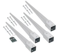 KOTARBAU® Set di 4 bussole da infissione per terra 51 x 51 mm lunghezza 600 mm zincate a fuoco portapali in acciaio bussole da battere per pali di recinzione legno bussola per terra ancoraggio