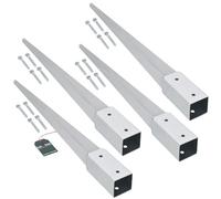 KOTARBAU® Set di 4 bussole da infissione per terra 61 x 61 mm lunghezza 750 mm zincate a fuoco portapali in acciaio bussole da battere per pali di recinzione legno bussola per terra ancora ancora di