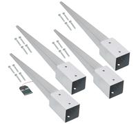 KOTARBAU® Set di 4 bussole da infissione per terra 81 x 81 mm lunghezza 750 mm zincate a fuoco portapali in acciaio bussole da battere per pali di recinzione legno bussola per terra ancora ancora di