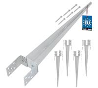 KOTARBAU® Set di 4 bussole di battuta portapalo 0 - 120 mm - Acciaio Argento - Zincato a caldo Regolabile Ancoraggio a terra per pali in legno Ancoraggio a terra Pali Bussola a terra Bussola di