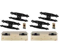 KOTARBAU® Set di 4 cerniere pieghevoli a forma di H, 20,5 x 10 cm, con cerniera centrale, cerniere per porta, in acciaio verniciato a polvere, colore nero, cerniera per finestra e cancello da giardino