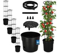 KOTARBAU Set di 4 piante di pomodoro - Vaso per piante - Ø 30 cm - con supporto per piante - 115 cm - Vaso per pomodori - per balcone - Supporto per piante - nero