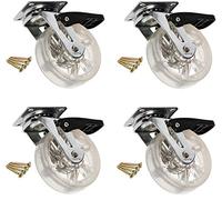 KOTARBAU® Set di 4 rotelle trasparenti per mobili Ø 75 mm con freno per tutti i tipi di pavimento, in gomma, per il trasporto di divani, mobili