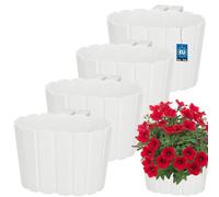 KOTARBAU® Set di 4 vasi da fiori da appendere, 20 x 14 cm, altezza: 13 cm, colore bianco, in plastica, per esterni, per balconi