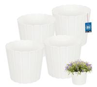 Vaso in plastica per fiori ed erbe aromatiche da balcone o terrazzo, bianco, 20