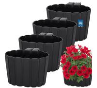 KOTARBAU® Set di 4 vasi da fiori sospesi, 20 x 14 cm, altezza: 13 cm, colore antracite, in plastica, per esterni, per balconi