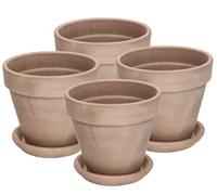 KOTARBAU® Set di 4 vasi da fiori/vasi decorativi in terracotta, moka, diametro 15 cm, per interni e giardini