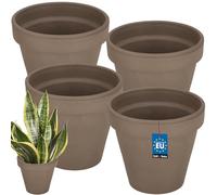 Kotarbau® Set di 4 vasi in terracotta con bordo 15 cm, per interni ed esterni, vaso per piante, per balcone o giardino, ceramica non smaltata, rustica, beige
