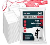 KOTARBAU® Set di 48 Telo Copritutto Per Imbianchino - Polietilene - 4 x 5 m - Trasparente - Telo Plastica Trasparente Spesso - Teli Plastica Per Imbiancare - Teli Pittura