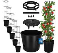 KOTARBAU Set di 5 piante di pomodoro - Vaso per piante - Ø 39 cm - con supporto per piante - 153 cm - Vaso per pomodori - per balcone - Supporto per piante - nero