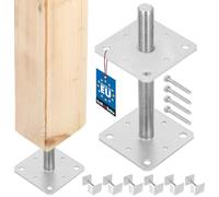 KOTARBAU® Set di 6 Supporto per pali 160x160x250 mm regolamentato filettatura per recinzioni travi in legno zincato Manicotto di ancoraggio staffa pavimento