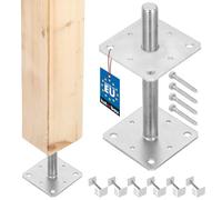 KOTARBAU® Set di 6 Supporto per Pali in Legno 110x110x250 mm Supporti Regolabili Pavimento Travi in Legno Zincato Manicotto di Ancoraggio Palo Staffa Pali Legno Fissaggio Pali Legno