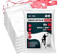 KOTARBAU® Set di 6 Telo Copritutto Per Imbianchino - Polietilene - 4 x 5 m - Trasparente - Telo Plastica Trasparente Spesso - Teli Plastica Per Imbiancare - Teli Pittura