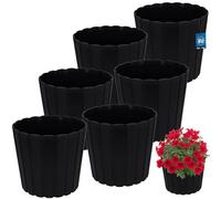 KOTARBAU Set di 6 vasi da fiori, diametro 29 cm, altezza 27 cm, colore antracite, plastica, per piante, vasi da fiori, grandi, esterni, vaso decorativo