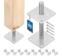 KOTARBAU® Set di 8 Supporto per pali 160x160x250 mm regolamentato filettatura per recinzioni travi in legno zincato Manicotto di ancoraggio staffa pavimento