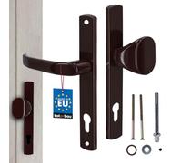 KOTARBAU® Set di pomelli per porta, 92 mm, a piastra lunga, marrone, cilindro profilato per porte e porte