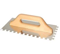 KOTARBAU® - Spatola dentata in acciaio inox, 280 x 130 mm, denti da 10 x 10 mm, con manico in legno