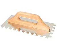 KOTARBAU® - Spatola dentata in acciaio inox, 280 x 130 mm, denti da 12 x 12 mm, con manico in legno