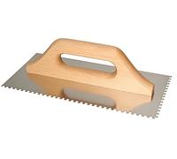 KOTARBAU® - Spatola dentata in acciaio inox, 280 x 130 mm, denti da 4 x 4 mm, con manico in legno
