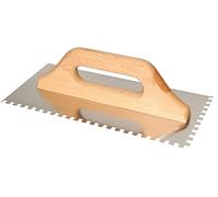 KOTARBAU® - Spatola dentata in acciaio inox, 280 x 130 mm, denti da 6 x 6 mm, con manico in legno