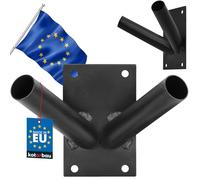 KOTARBAU® Supporto per Bandiere a 2 Viti, Asta per Bandiera, Verniciato a Polvere, Nero, Supporto per Bandiere da Parete, 70 x 110 mm