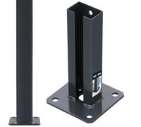 KOTARBAU® - Supporto per pali 60 x 40 mm, con doppia asta, per recinzione, con tasselli, per ancoraggio, piastra di base verniciata a polvere, grigio scuro