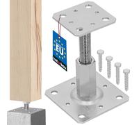 KOTARBAU® Supporto per pali 80 x 80 mm, regolabile in altezza, 90 - 150 mm, zincato galvanico, da avvitare, piede di sostegno, piede di sostegno regolabile
