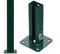 Kotarbau® - Supporto per pali da recinzione, 60 x 40 mm, doppio palo, griglia, piastra di fissaggio per pali da avvitare, piastra di base verniciata a polvere, colore verde