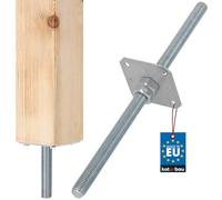 KOTARBAU® Supporto per pali filettato M24 mm con vite, piedino di supporto regolabile in altezza, zincato, base di cemento per calcestruzzo, 110 x 110 x 500 mm