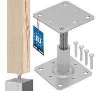 KOTARBAU® Supporto per Pali in Legno - Acciaio Zincato - 110 x 110 mm - Argento - Altezza Regolabile 90-150 mm - Supporti Regolabili Pavimento - Fissaggio Pali Legno - Staffe per Paliotti