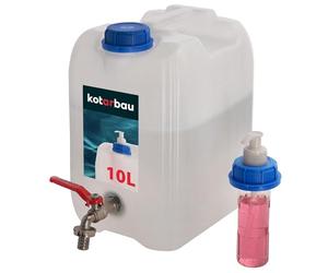KOTARBAU® Tanica per acqua con rubinetto, 10 l, con dispenser di sapone, serbatoio per acqua potabile, tanica per acqua potabile, contenitore per acqua da campeggio, cantiere