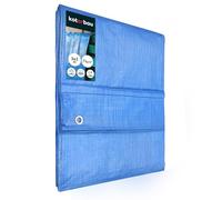KOTARBAU® Telo Impermeabile Esterno - Polietilene - 3 x 3 m - Blu - 75 g/m² - Telo Sotto Piscina Fuori Terra - Copertura con Occhielli - Telone Robusto - Copertura Esterna - Telone da Giardino