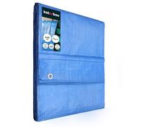 KOTARBAU® Telo Impermeabile Esterno - Polietilene - 6 x 8 m - Blu - 75 g/m² - Telo Sotto Piscina Fuori Terra - Copertura con Occhielli - Telone Robusto - Copertura Esterna - Telone da Giardino